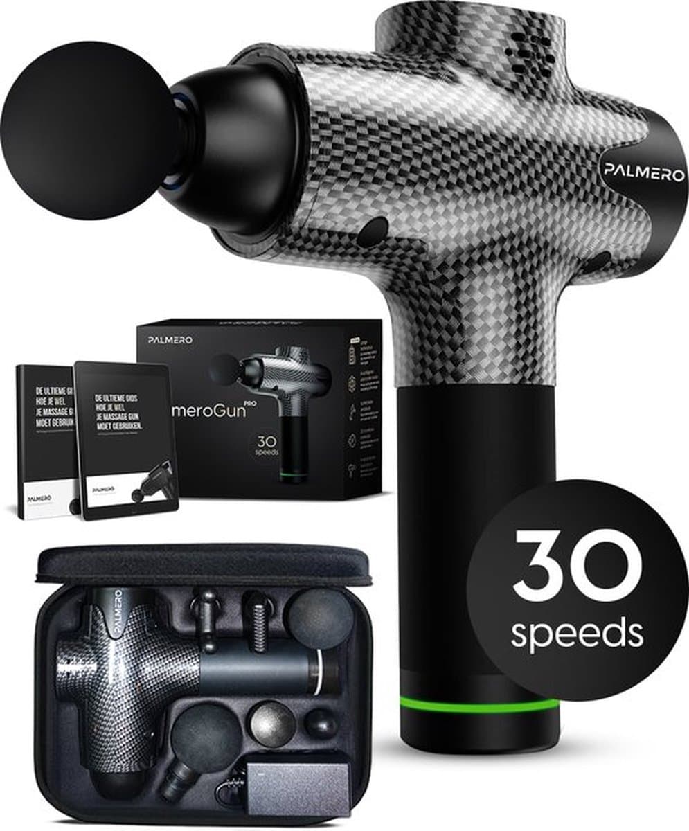 Palmero® Pro Massage Gun - Tot 60% Dieper - Uiterst Stil & Krachtig - Lange Batterijduur - 30 snelheden - 6 kopstukken - Gratis e-book - Massageapparaten - Massage pistool – Incl. draagbare compacte koffer — afbeelding 1
