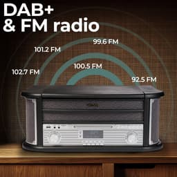 Denver Retro Platenspeler - Ingebouwde Speakers en Versterker - DAB Radio - Radio CD Speler - MRD51 - Hout — thumbnail 3
