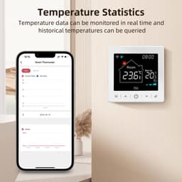 Thermostaat | Wifi Tuya slimme thermostaat voor CV | Tiptoetsbediening | RF-ontvanger | Opbouw | Zwart — thumbnail 4