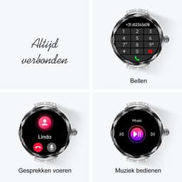 Synyq Diamond Smartwatch Dames Zilver - 39mm - AMOLED Scherm - 2 Bandjes - Horloge met Belfunctie - Bloeddrukmeter - Stappenteller - Dames Horloge -Android en iOS — thumbnail 4