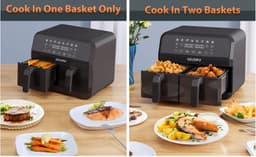 Eszenzics™ Dubbele Airfryer XL - Heteluchtfriteuse 8L - Schudfunctie - 1700W - Vaatmachinebestendig - 8 Presets - Tegelijk klaar functie — thumbnail 2