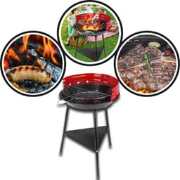 Houtskoolbarbecue Ø36 cm | Verstelbare Grill BBQ | Halfopen | BBQ | Zwart / Rood — thumbnail 5