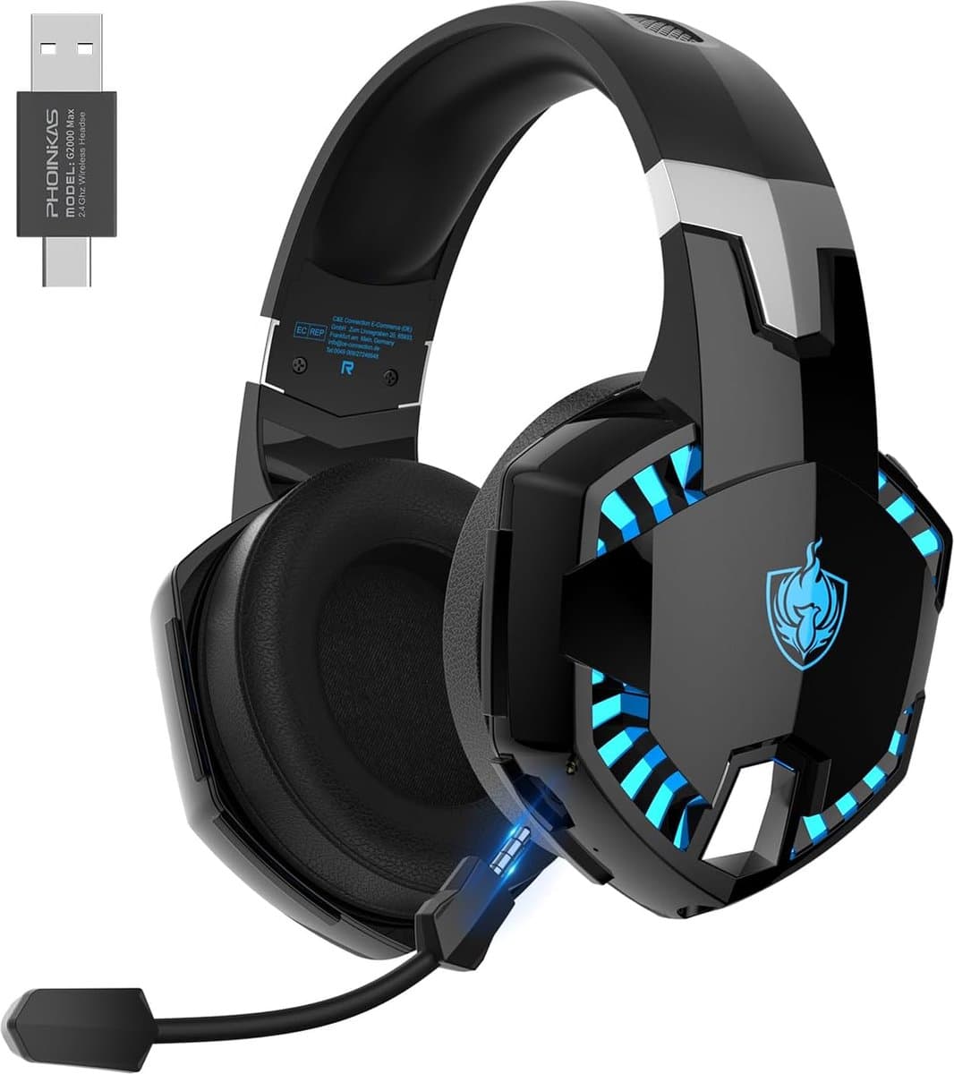 PHOINIKAS G2000 Max - 2.4GHz Draadloze Gaming Headset - met microfoon - Over-ear Koptelefoon - Nintendo Switch/PS4/PS5/PC/Xbox - Zwart — afbeelding 1