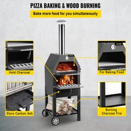 Vevor Outdoor Pizza Oven - Barbeque - BBQ - Met Pizzasteen En Diverse Roosters - 30 CM — thumbnail 4