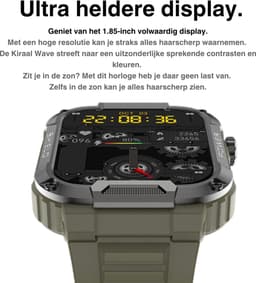 Kiraal Wave - Mannelijke Elegantie - Robuust Smartwatch Ontwerp - Android & iOS - Stijlvol Design - Zandkleurig — thumbnail 5