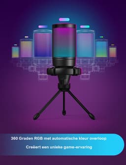 FIFINE - A6V - USB RGB Streaming Microfoon met Standaard - Gaming - Podcast - Geschikt voor - PS5 / PS4 / PC / Windows - Touch Mute Knop - Filter — thumbnail 5