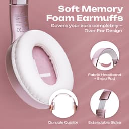 PowerLocus P19 Bluetooth Koptelefoon - Koptelefoon Draadloos - tot 70 Uur Speeltijd en met Aux Kabel - Over Ear Hoofdtelefoon - 3 EQ-Modi - Met Draagtas – Rose Gold — thumbnail 3