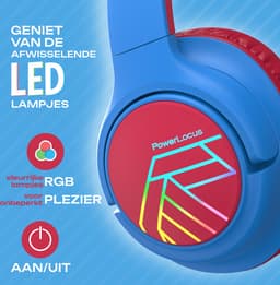PowerLocus Bobo - Draadloze Koptelefoon voor Kinderen - Bluetooth koptelefoon - 74/85/94dB Volumebegrenzing - Led Verlichting - Audio Sharing Functie - Blauw/Rood — thumbnail 3
