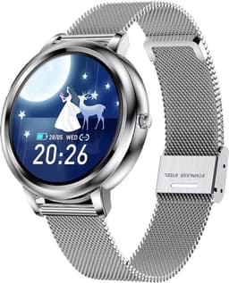 Darenci Smartwatch Classy Pro - Smartwatch dames - Smartwatch heren - Activity Tracker - Touchscreen - Stalen band - Dames - Heren - Horloge - Stappenteller - Bloeddrukmeter - Verbrande calorieën - Zuurstofmeter - Zilver - Spatwaterdicht — thumbnail 1