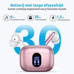 PrimeSound Sky Pro Draadloze Oordopjes - Active Noise Cancelling - LED Display - Bluetooth 5.3 - Rosé Goud — thumbnail 5