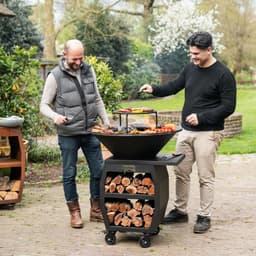 RJRoyal Living Plancha grill BBQ Companero XXL Blackline 2.0 grillring met houtopslag vuurschaal buitenkeuken grillring corten staal — thumbnail 1