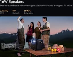 Wanbo Mozart 1 Pro Projector, Android TV 11, 900 ANSI Lumens, Native 1080P, 16W Luidspreker, Chromecast Ingebouwd, Auto Focus/Object Avoidance/ Auto Keystone Correction — thumbnail 3