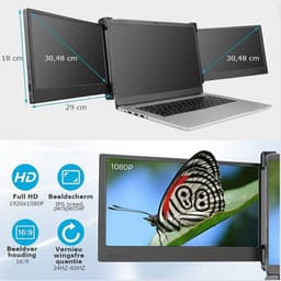 Extra Scherm Laptop - Draagbare Monitor Multitasken - Portable Monitor Uitbreidbaar - 2x 12 Inch — thumbnail 3