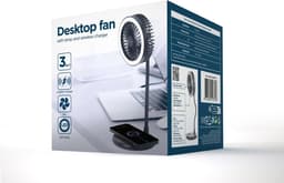 3-in-1 tafelventilator met draadloze telefoonlader en LED verlichting — thumbnail 3