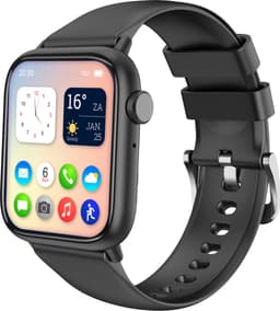Nuvance - Smartwatch Heren - Smartwatch Dames - Geschikt voor alle Smartphones - Sporthorloge - 45mm - Stappenteller & Hartslagmeter - Zwart — thumbnail 1