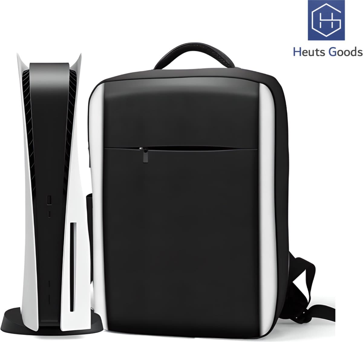 Heuts Goods - LUXE zwarte tas geschikt voor PS5 - PS5 Koffer - PS5 Tas - Beschermingstas - Draagtas geschikt voor PS5 - Hoge Kwaliteit Soft Case - Zwart — afbeelding 1