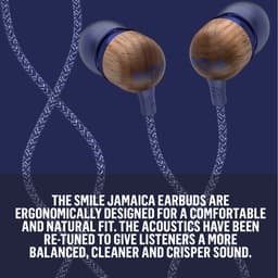 House of Marley Smile Jamaica Oortjes met Draad - Bedrade Oordopjes 3,5 mm Aansluiting - Met Microfoon en 1knopsbediening - Eco Friendly Design - 9 mm Drivers - Knoopvrije Kabel - Denim — thumbnail 4
