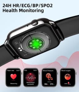 SAMTECH Smartwatch - Heren & Dames – horloge – met HD Touchscreen - Stappenteller, Calorie Teller, Slaap meter – Geschikt voor iOS, Android en meer - Zwart — thumbnail 4