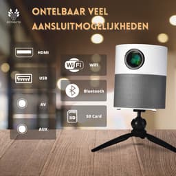 Astarite Ultra+ Smart Mini Beamer - Smart Mini Projector - Full HD 1080P - Keystone correctie - Android TV 9.0 - WiFi - 250 ANSI - 5000 lumen - Ingebouwde speakers - Wit/Grijs — thumbnail 2