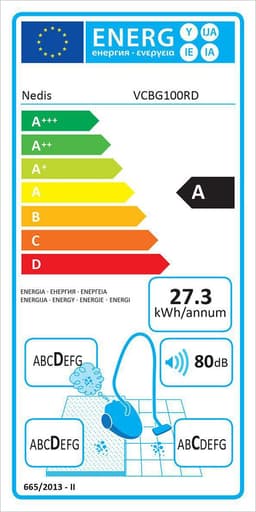Nedis Stofzuiger - Met Zak - 700 W - Stof capaciteit: 1.5 l - Combi-Borstel - Actieradius: 7 m - Hepa - Antraciet / Rood — thumbnail 5