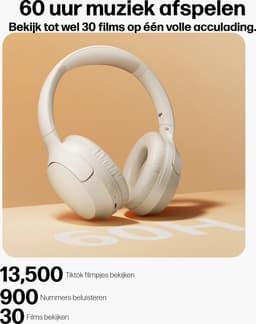Over Ear Koptelefoon Draadloos - Draadloze Headset met Microfoon - Bluetooth 5.3 - 60 Uur Batterij - Inklapbaar - ENC Kristalheldere Gesprekken - Bluetooth Headset - Wit — thumbnail 5