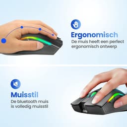 Garpex® Stille Draadloze Muis - Gaming muis - Computermuis - Muis Draadloos - Met LED Verlichting - Oplaadbaar – Zwart — thumbnail 2