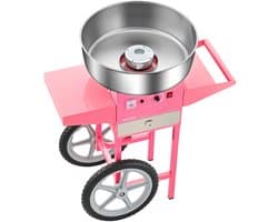 M-Goods - Suikerspinmachine met Kar - Professionele Suikerspin Maker - 1000W - 52 CM RVS Kom - Roze