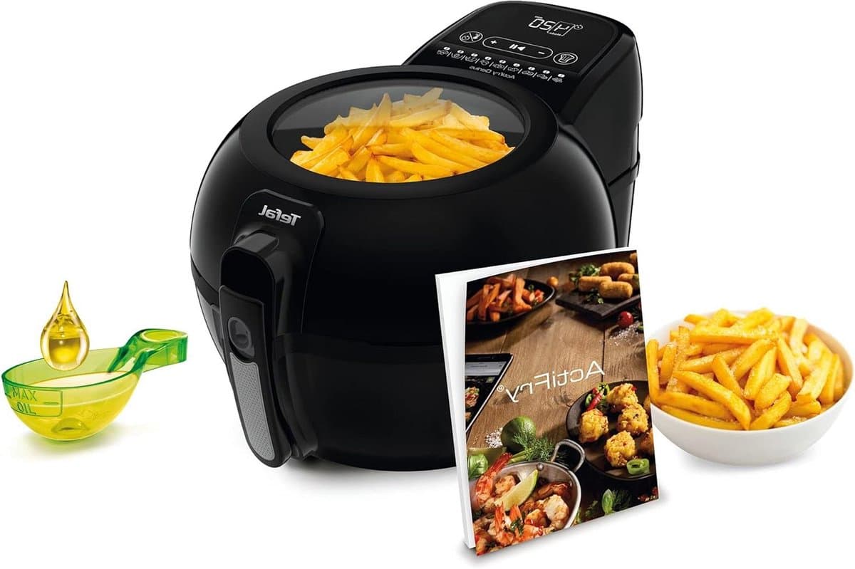 Hete Lucht Friteuse - Gezonde Frituur - Snelle Maaltijden - Automatische Roerarm - 1.2 kg Capaciteit - Zwart — afbeelding 1