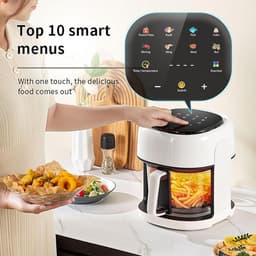 Airfryer Visueel - Heteluchtfriteuse - Gezond Koken - Zichtbaar Venster - 45 Liter - Groen — thumbnail 3