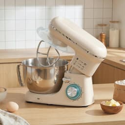 Keukenmachine 1300W - Keukenrobot - 4.5L - Foodprocessor met 6 - standen - Mixer met Mengkom - BPA-vrij - Keukenmixer - 3 Accessoires - Beige — thumbnail 2