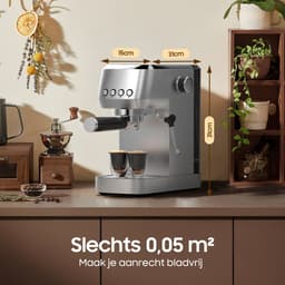 AIMASON CM1662 Halfautomatische Espressomachine - 1350W RVS Coffee Machine met Melkopschuimer - Semi-Automatische Snelle opwarming - 20-Bar Italiaanse Pomp - 1.3L Watertank - Kopjesverwarmer — thumbnail 5