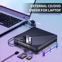 Externe CD/DVD-schijf - Lezer Brander - Bestanden Overzetten - Met Kaartlezers - USB 3.0 - Zwart — thumbnail 4