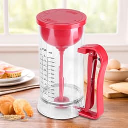 Beslag Mixer Dispenser - Beslag Maker - Bakken Maken - Automatisch Mengen - 1200 ml - Transparant Rood — thumbnail 2
