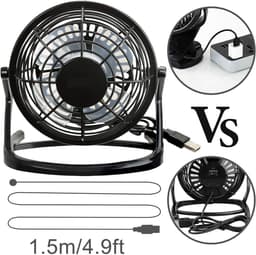 USB Tafelventilator – Stil – Compacte Ventilator – 360° Verstelbaar – 1,5m USB Kabel – Zwart — thumbnail 2