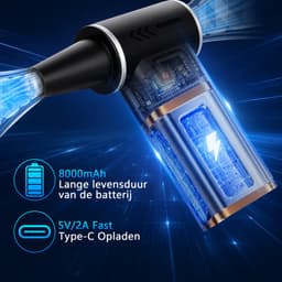 Air Duster 180000 RPM - Blazen & Zuigen - Draadloze Luchtblazer en Kruimeldief - Compressed air - Auto Stofzuiger - Perslucht computer - 8000 mAh - USB-C - voor Computer en Auto — thumbnail 2