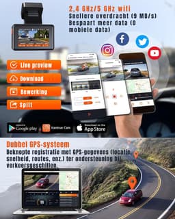 TIM® Dual Dashcam - Voor en Achter Camera – Auto Camera Met Nachtzicht – Zwart - 14cm x 15cm x 11cm — thumbnail 4