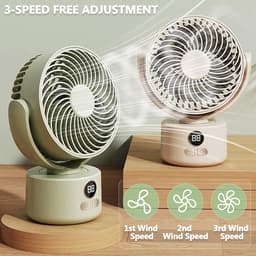 Oplaadbare campingventilator – Tafelventilator – Met afneembare standaard – Digitaal display – 3 snelheidsstanden – USB-opladen & driepootstandaard – Voor binnen en buiten – Lichtgewicht & draagbaar – Groen — thumbnail 2