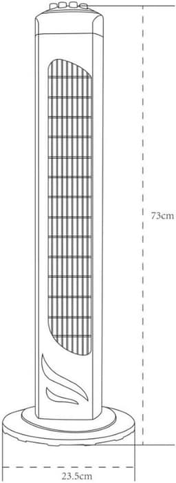 Torenventilator - Staande Ventilator - Ruimte Koelen - Oscillerende Stand - 73 cm Hoog - Wit — thumbnail 5