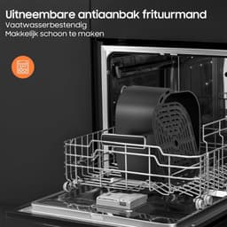 AIMASON 6.5L XL Airfryer 625A - Kompakt Heteluchtfriteuse met Metalen Binnenmand - 1700W Rapid Air-technologie - Zwart - 8 programma’s en touchscreen - Eenvoudig schoon te maken — thumbnail 3