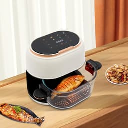 Airfryer Compact - Heteluchtfriteuse Mini - Gezond Koken - Zichtbare Glazen Mand - 4 Liter - Wit — thumbnail 3