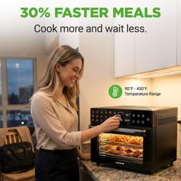 Airfryer Oven - Heteluchtfriteuse XXL - Gezond Koken - 360° Hete Lucht Systeem - 32L - Zwart — thumbnail 3