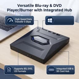 Externe Schijf - Optische Drive - Films en Data - Hub Poorten - 5 Gbps Snelheid - Zwart — thumbnail 5