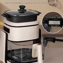Luchtfriteuse Grillpan - Airfryer Koekenpan - Gezinsmaaltijden Bereiden - 360 Graden Flip - 4L Mand - Wit — thumbnail 5