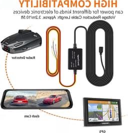 Hardwire Kit voor Dashcam - Mini USB Fuse 12V-28V naar 5V met Laagspanningsbeveiliging en 11Ft Oplaadkabel met Type C Aansluiting — thumbnail 5