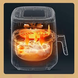 Luchtfriteuse - Friteuse - Gezond Koken - 360° Hete Lucht - 35 Liter - Beige — thumbnail 3