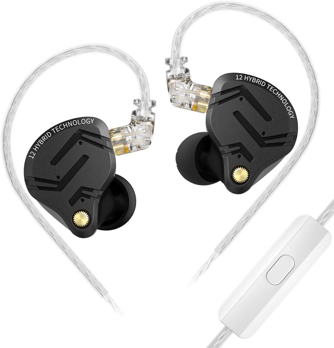 KZ ZS12 Pro - In-Ear Monitor - Met Microfoon - IEM - met HiFi Geluid - Dynamische Drivers - Metaal Design - Incl Kabel & Eartips - Zwart — afbeelding 1