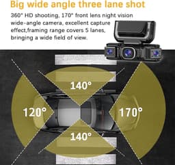 Dashcam - Dashcam voor auto - 4-kanaals dashcam voor - Gratis OBDII-hardwire - 1080P - 24/7 parkeerbewaking, 360° camera met wifi, loopopname, nachtzicht — thumbnail 4