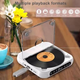 Draagbare Bluetooth-cd-speler met USB-C-snelladen – ultradun en compact – geschikt voor op reis en thuisgebruik – wit — thumbnail 3