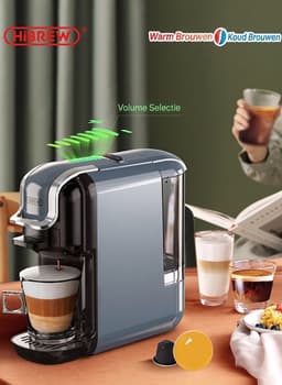 HiBREW H2B - 5 in 1 - Koffiemachine - Koffiezetapparaat - Kapsulekoffiezetapparaat - Voor Nespresso, Dolce Gusto, ESE & gemalen koffie - Grijs — thumbnail 3