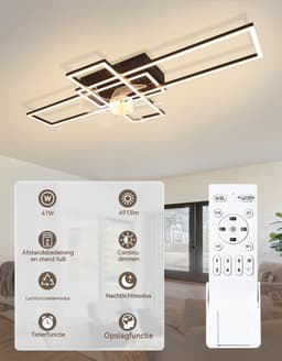 Glitzerlife - Plafond ventilator met verlichting - Dimbaar Led Licht - 6 Snelheden - Omkeerbare Zomer En Winterstand - Stille plafondventilator - Afstandsbediening Timer - Ø94 Cm - Zwart — thumbnail 5